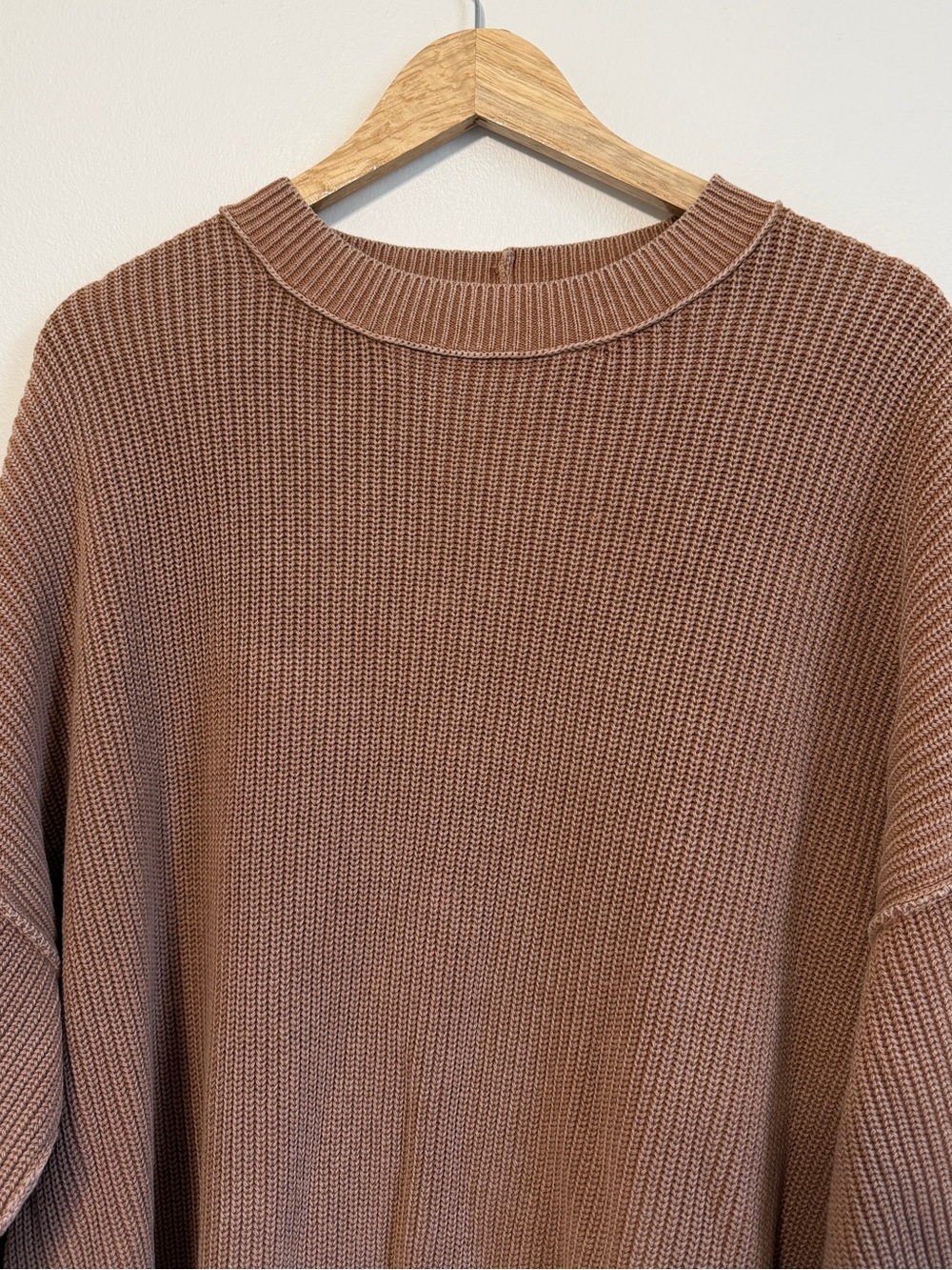 Aerie Beyond Sweater Size Small Oversized Brown Tan Ribbed Sweatshirt Pullover - Picture 4 of 6